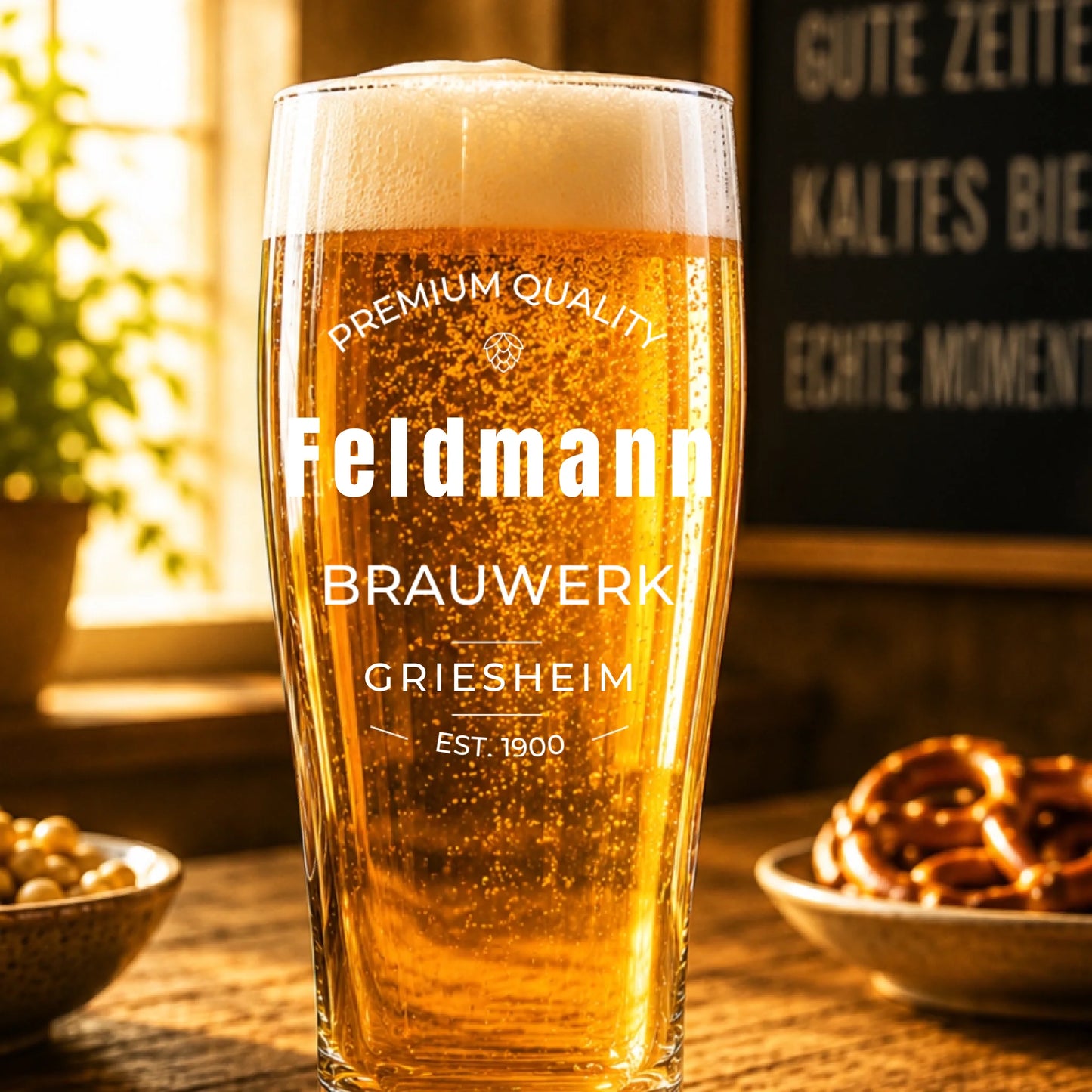 Bierglas Mockup nah voll