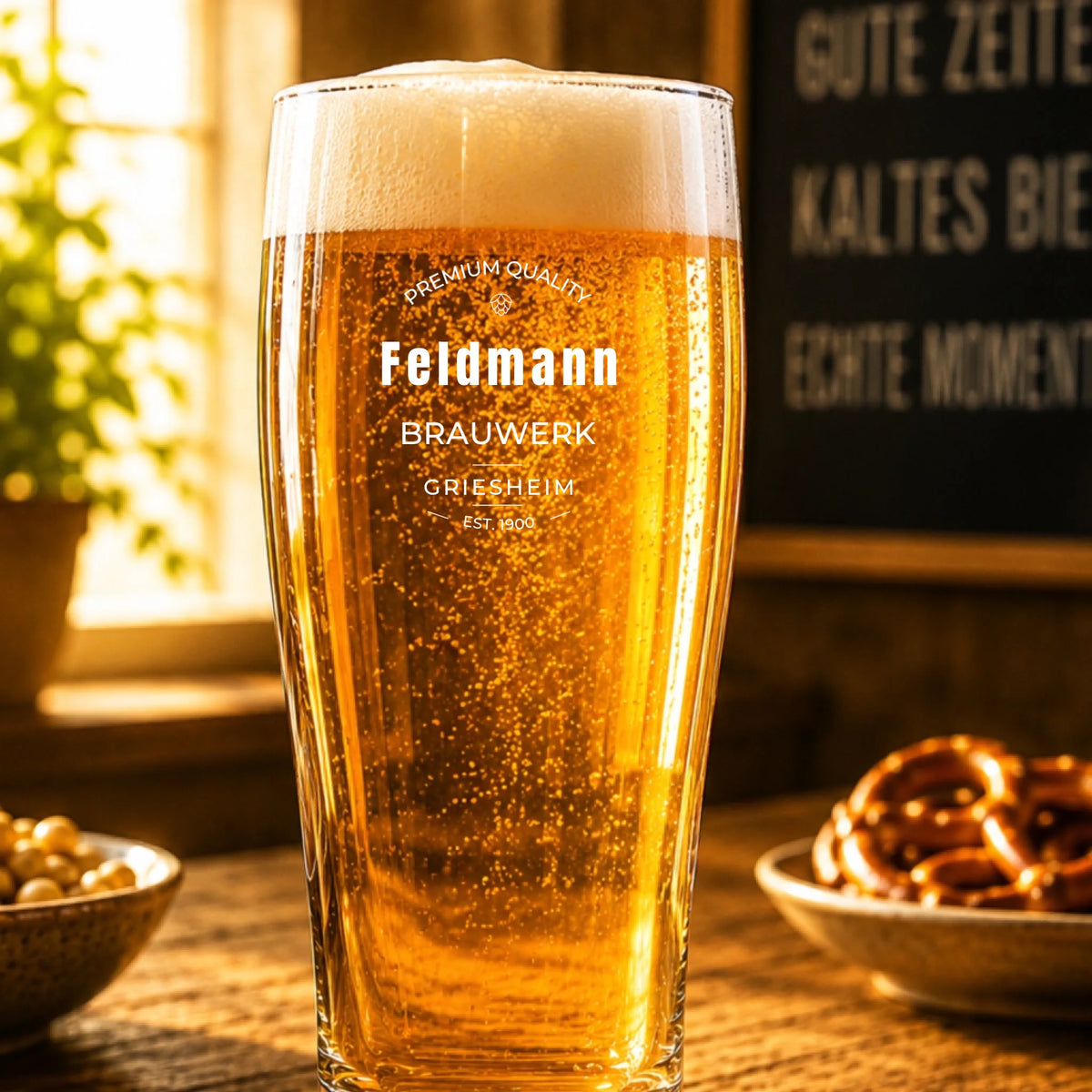 Bierglas Mockup nah voll